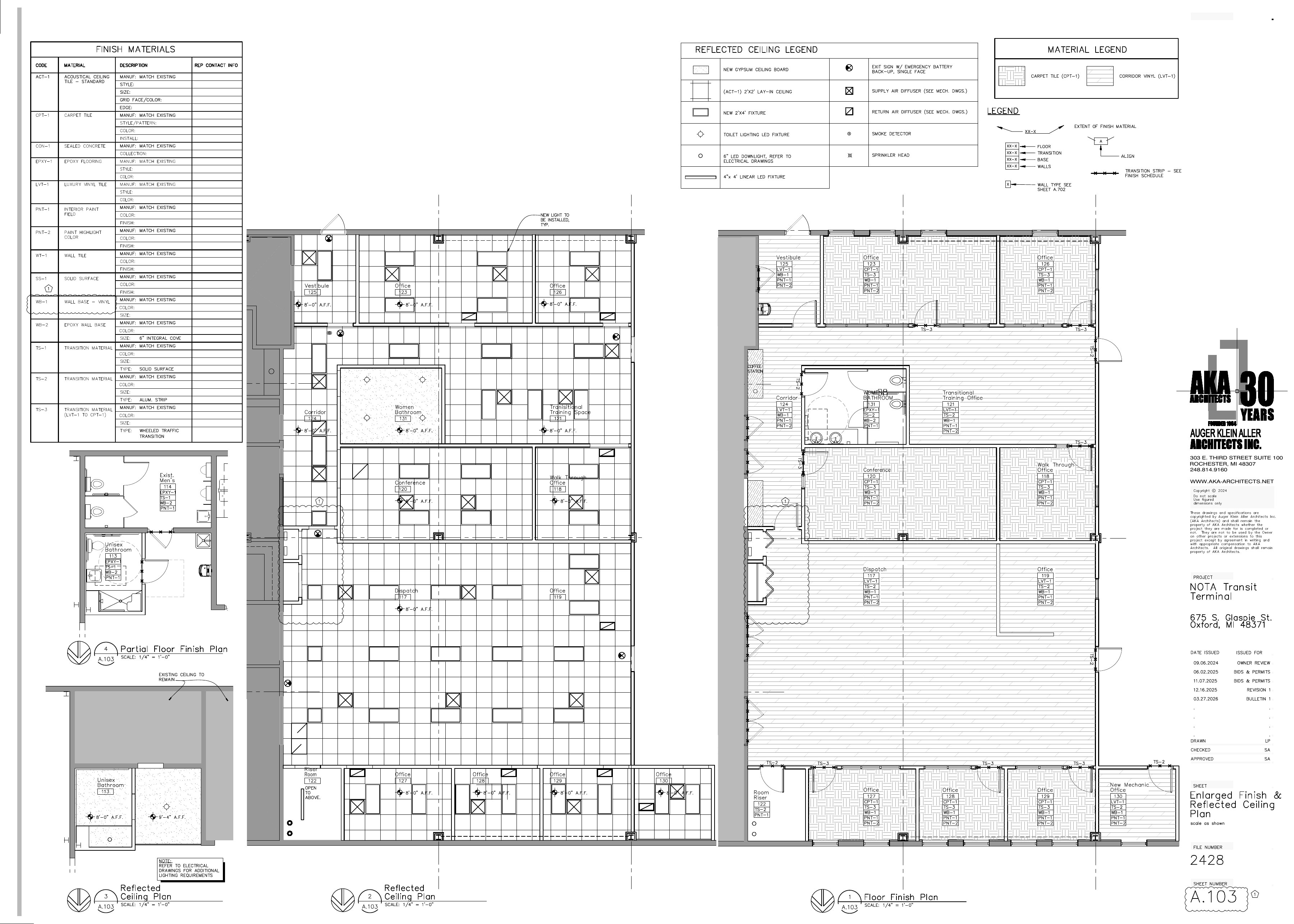 NOTA Dispatch Center — Enlarged Finish & Reflected Ceiling Plan