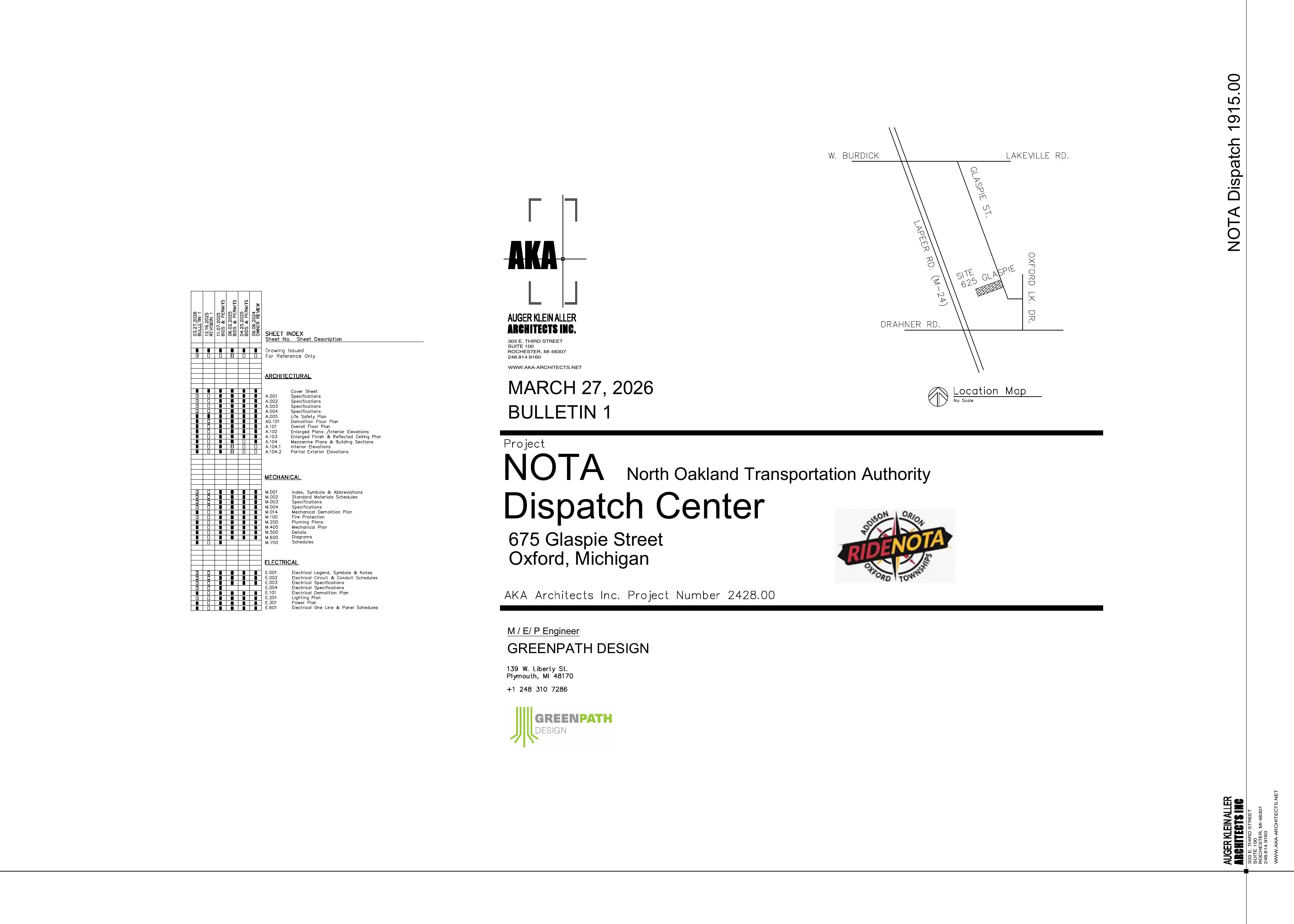 NOTA Dispatch Center — Cover Sheet