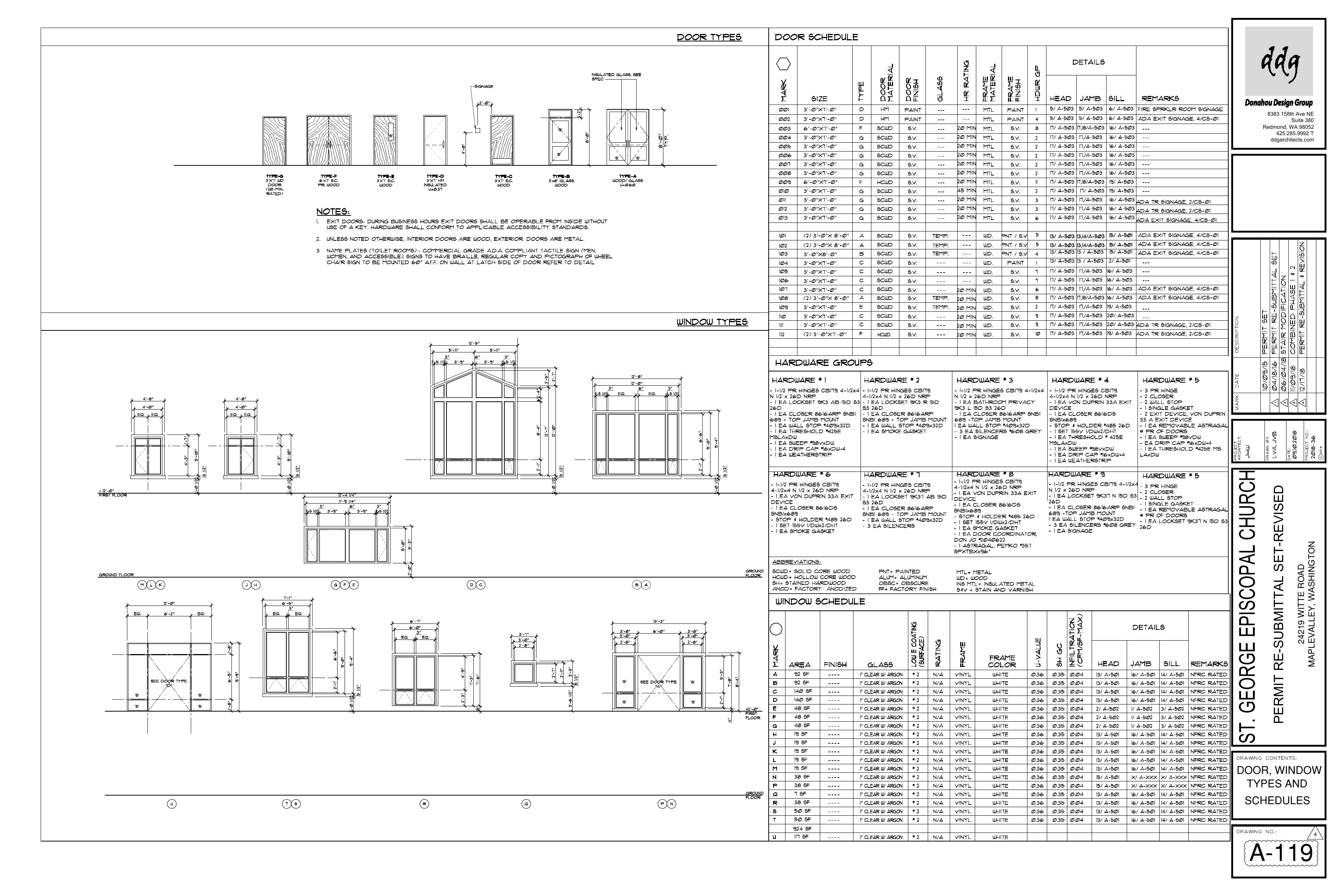 St. George Church — Door & Window Types and Schedules
