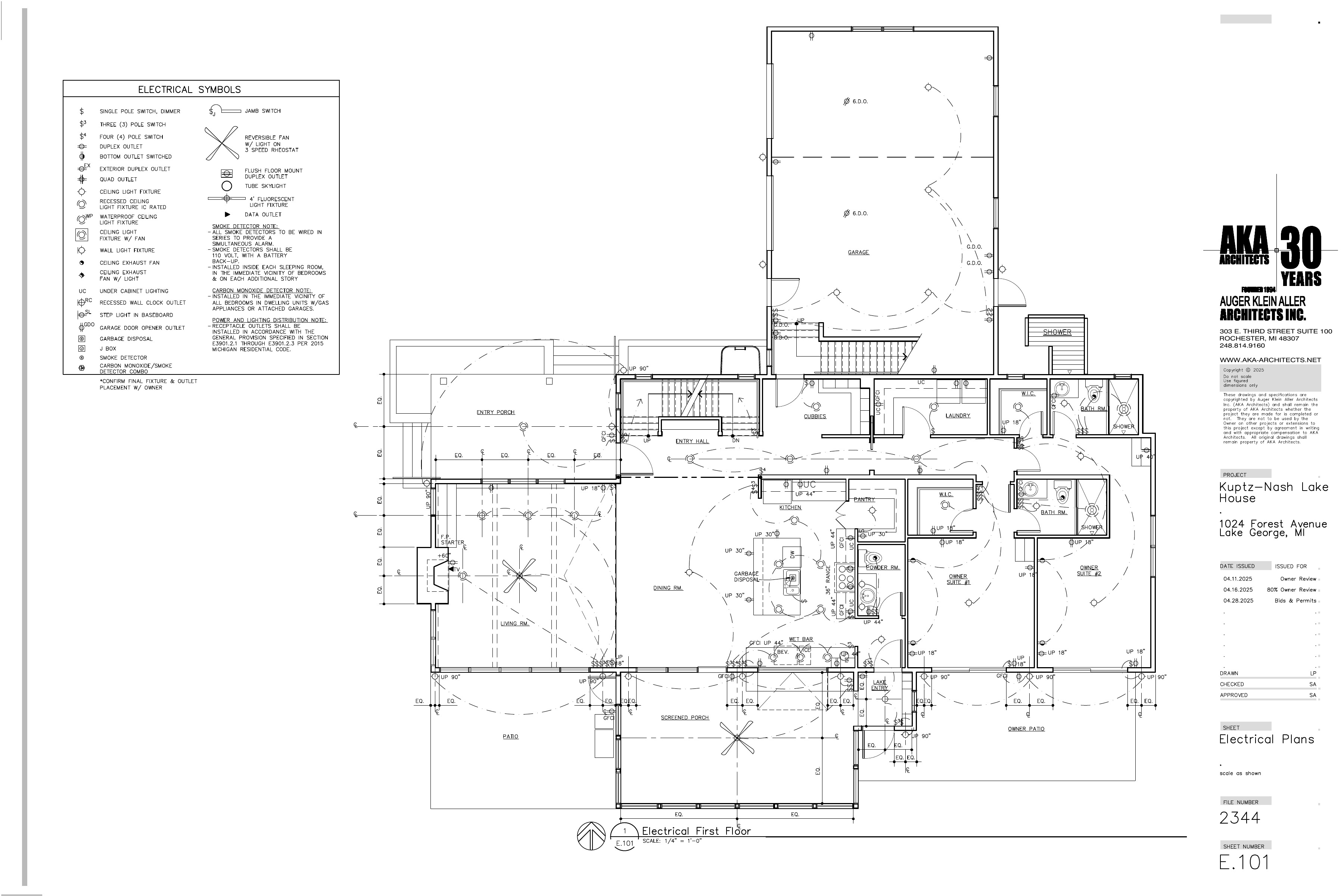 Kuptz-Nash Lake House — Electrical Plans