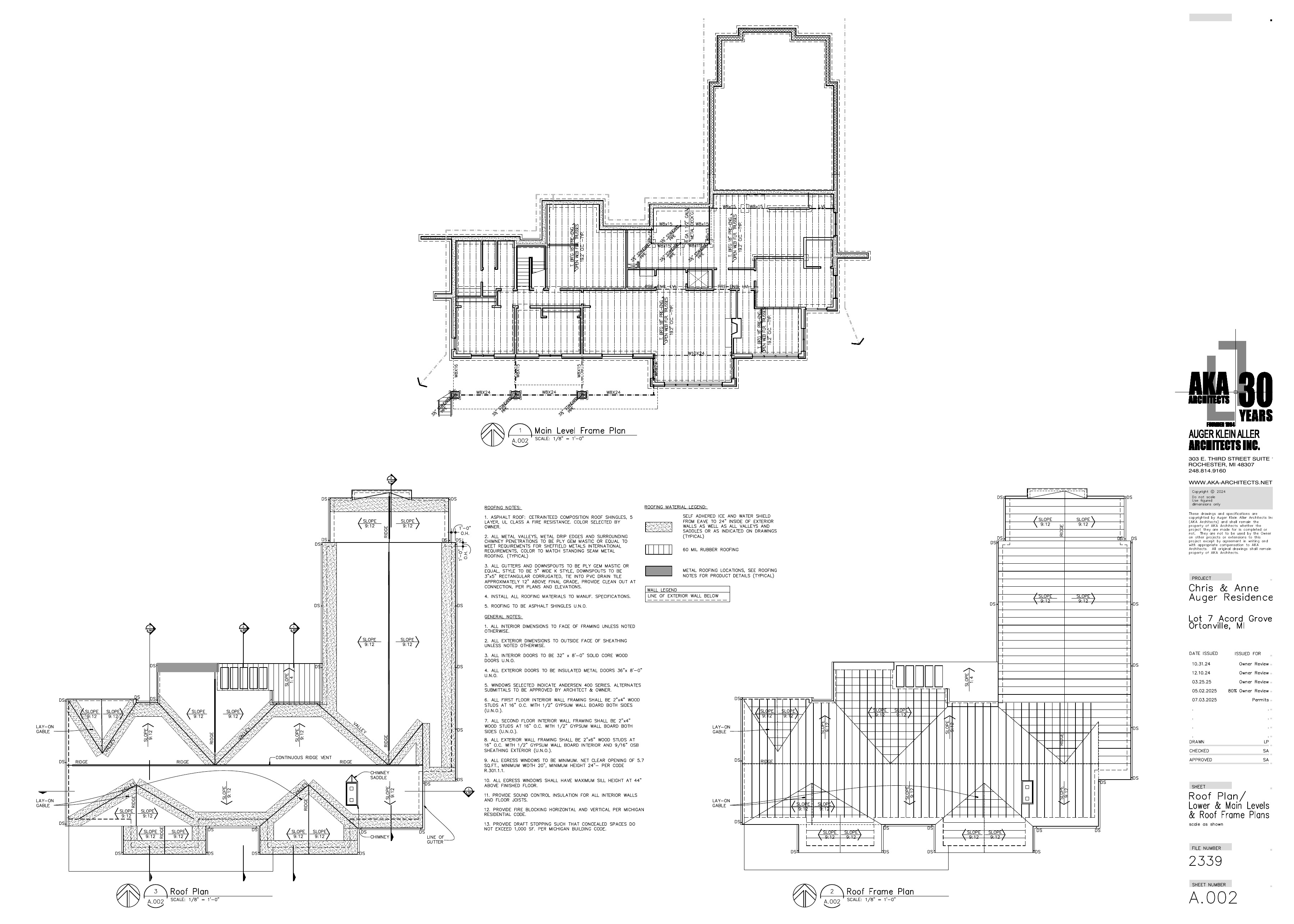House — Roof Plan & Roof Frame Plans
